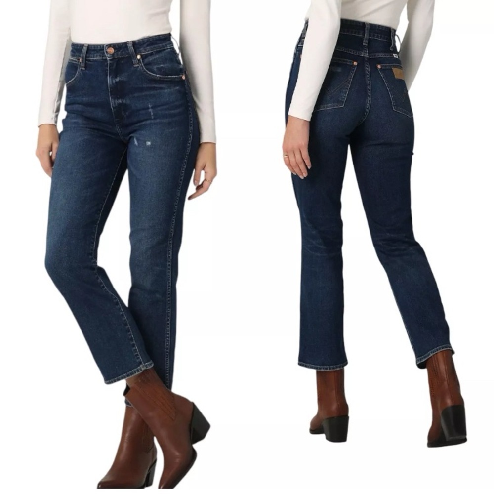 Wrangler Womens 26x28 Wild West 603 High Rise Straight Leg  Jeans Dark Blue